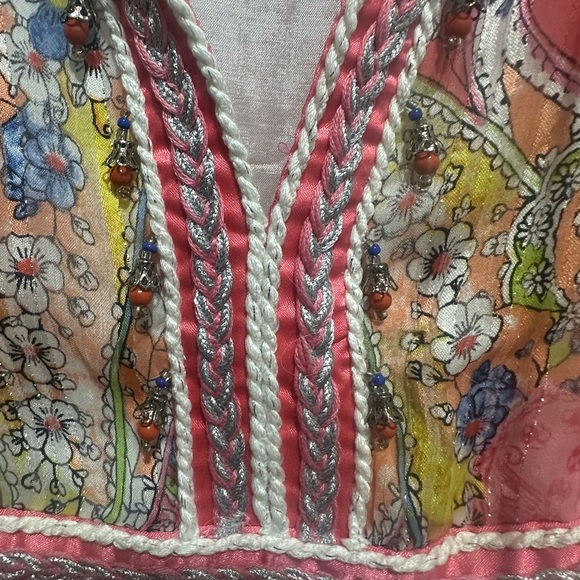 Derhy By Rene Derhy Ladies Short Sleeve Top Colourful Artsy Boho Peasant Blouse - Picture 5 of 9